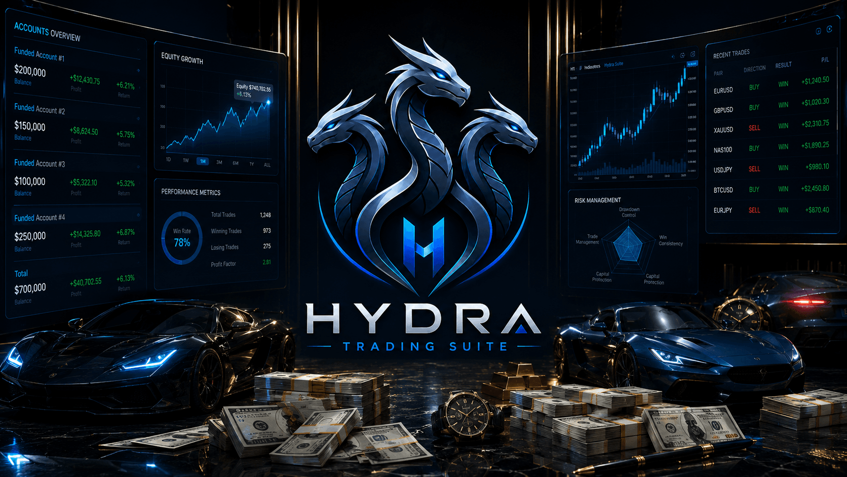 Sistema Hydra — planificación avanzada para gestionar múltiples cuentas de fondeo